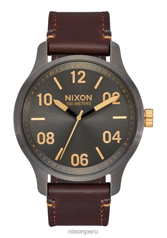 mirar educacion fisica Nixon patrulla de cuero bronce/oro 86XRT104