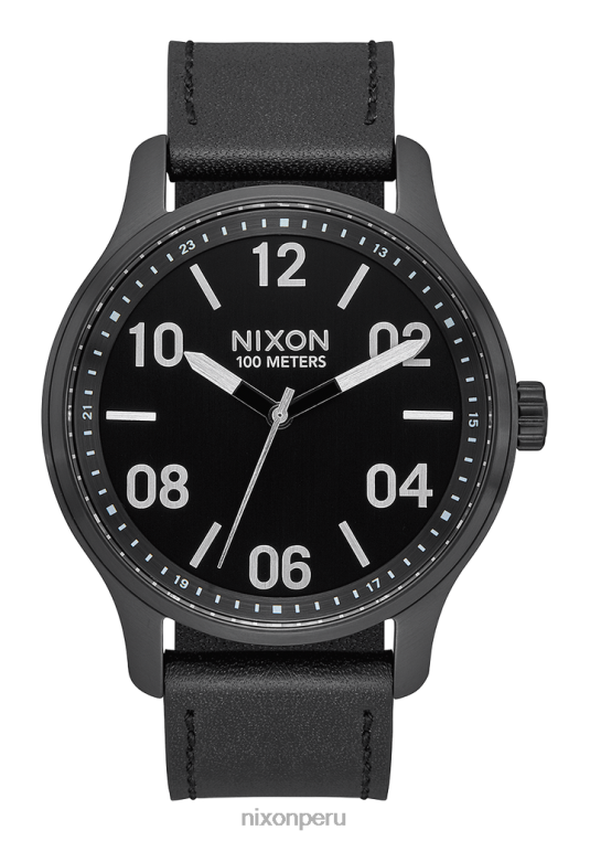 mirar educacion fisica Nixon patrulla de cuero negro/plata 86XRT106