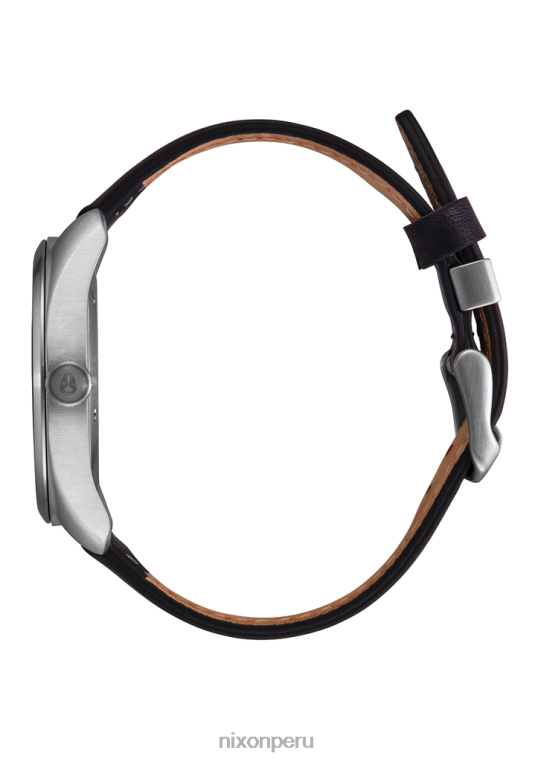 mirar educacion fisica Nixon thalia cuero negro plata 86XRT261