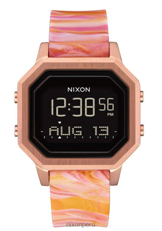 mirar educacion fisica Nixon sirena de acero inoxidable oro rosa/mármol rosa 86XRT211
