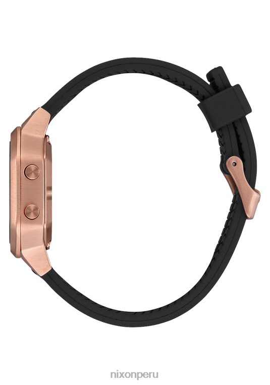 mirar educacion fisica Nixon sirena de acero inoxidable oro rosa/negro 86XRT204
