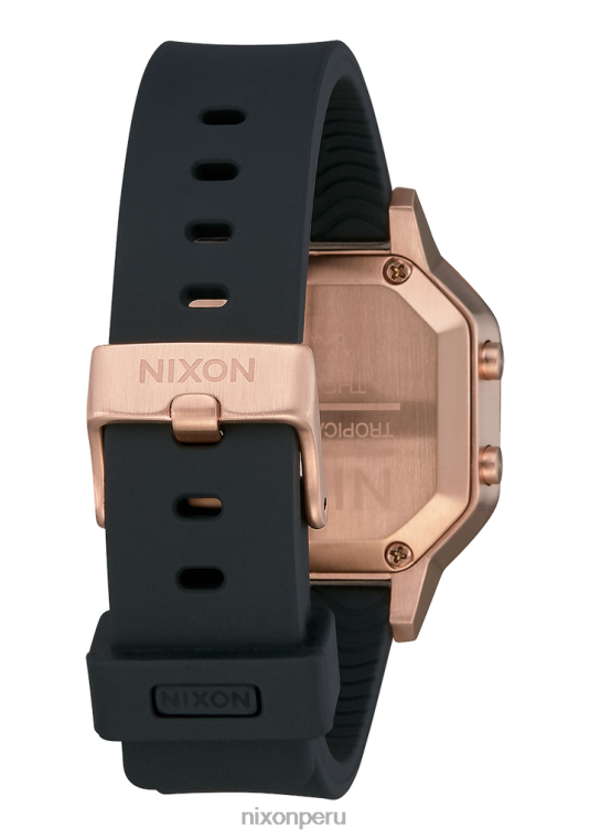 mirar educacion fisica Nixon sirena de acero inoxidable oro rosa/negro 86XRT204