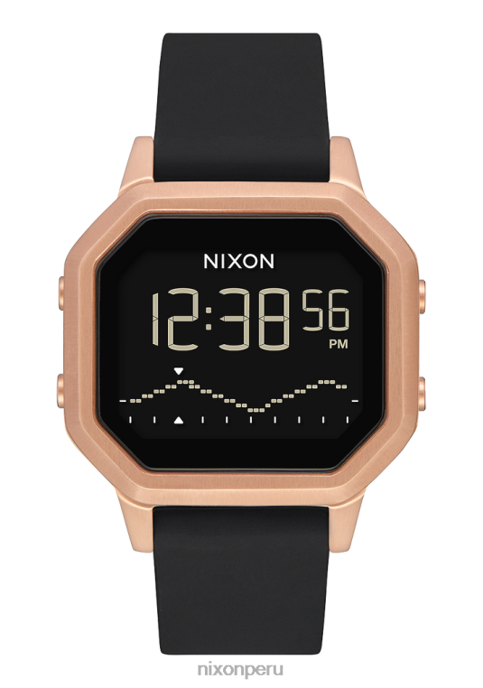 mirar educacion fisica Nixon sirena de acero inoxidable oro rosa/negro 86XRT204