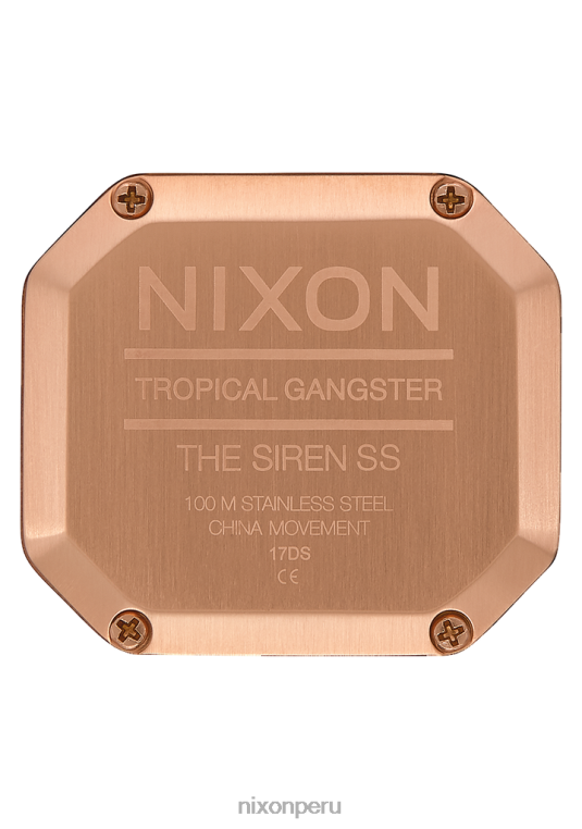 mirar educacion fisica Nixon sirena de acero inoxidable oro rosa/negro 86XRT204