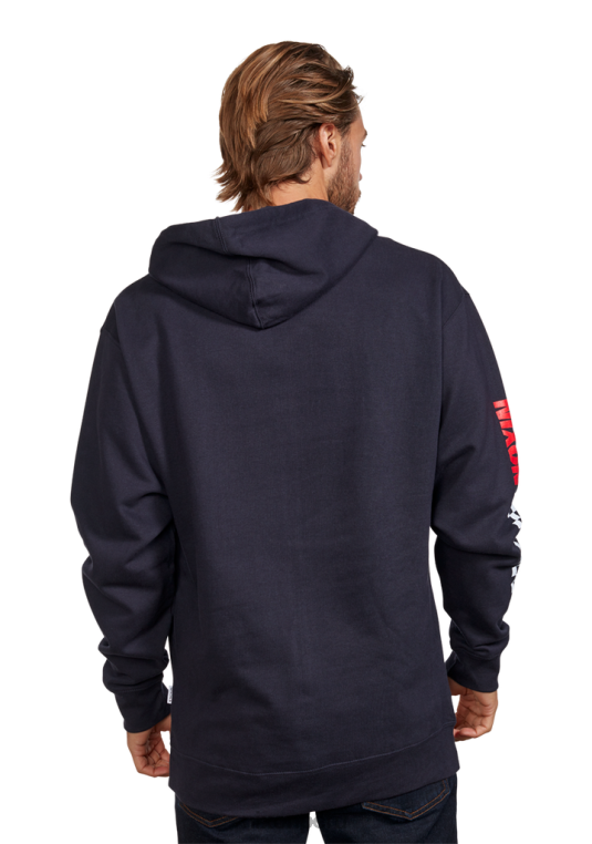 ropa educacion fisica Nixon sudadera con capucha de circuito azul marino/rojo 86XRT477