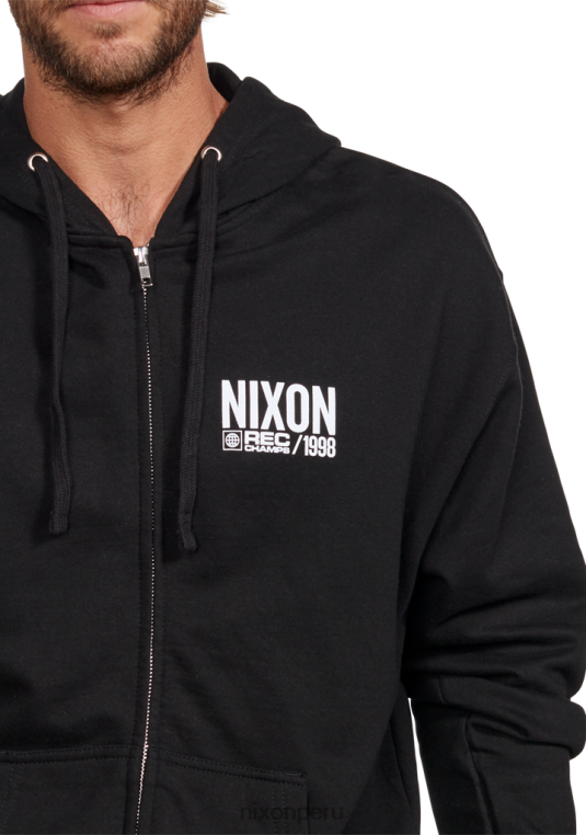 ropa educacion fisica Nixon sudadera con capucha y cremallera blanco negro 86XRT476