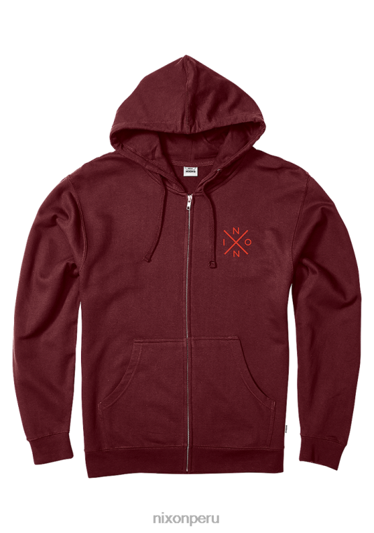 ropa educacion fisica Nixon sudadera con capucha y cremallera completa borgoña 86XRT468