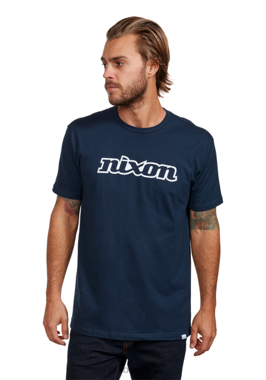 ropa educacion fisica Nixon camiseta eco-repreve con guión og azul marino/blanco 86XRT498